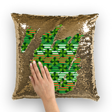 Load image into Gallery viewer, St.Patrick's Clovers with stripes Sequin Cushion Cover
